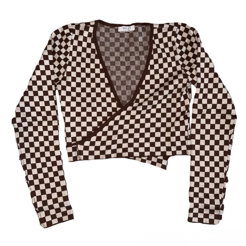 ⭐️ Anthropologie NEST Black Label Cropped Checkered Cardigan